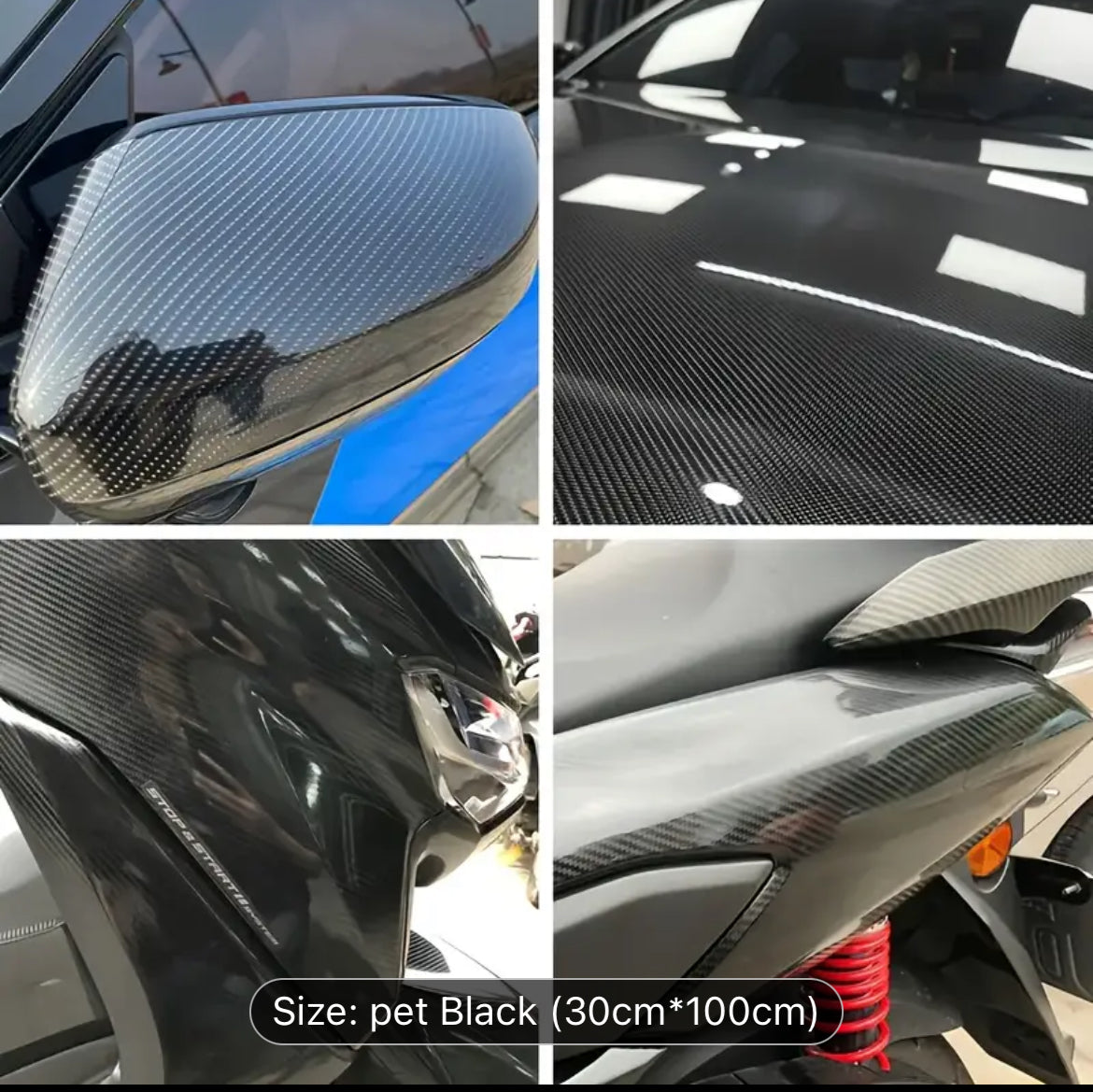 6D Real Carbon Fiber Vinyl Wrap - High-Temperature Resistant, Gloss Black & Piano Black Film for Cars, Motorcycles, and Interior Decor