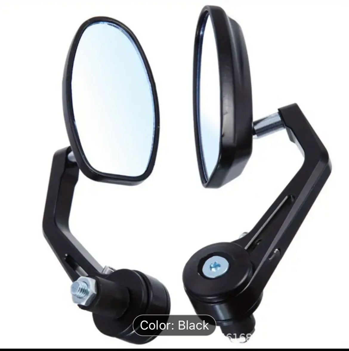 A pair of 22mm diameter aluminum alloy electric car motorcycle mirrors modified reversing oval mirrors_Black