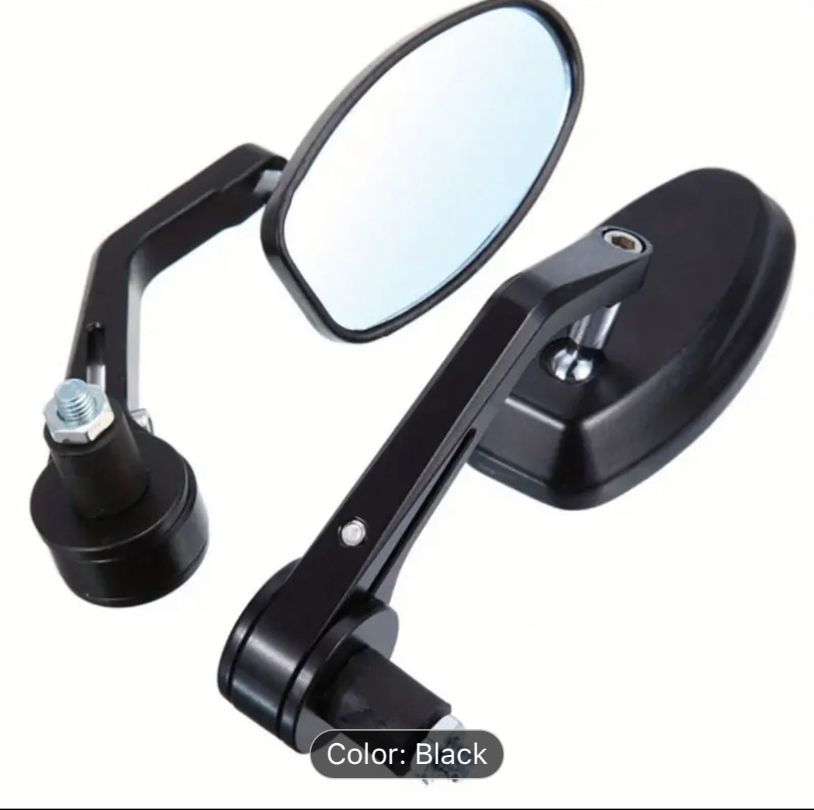 A pair of 22mm diameter aluminum alloy electric car motorcycle mirrors modified reversing oval mirrors_Black