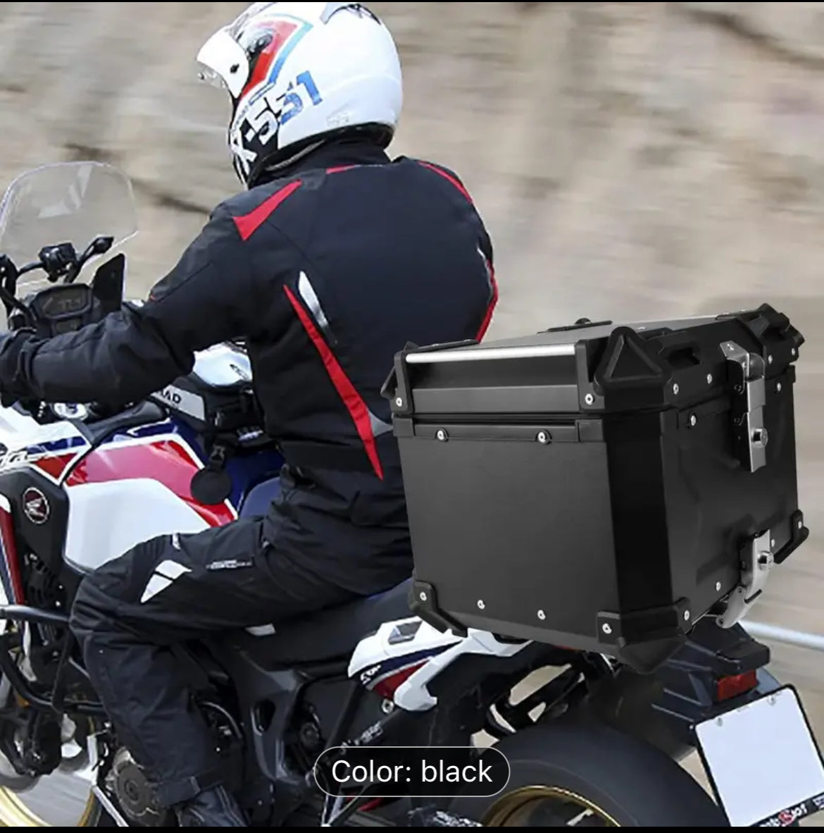 45L Motorcycle Top Box Waterproof Rear Top Case Helmet Luggage Storage Rear Tour Box With Security Lock