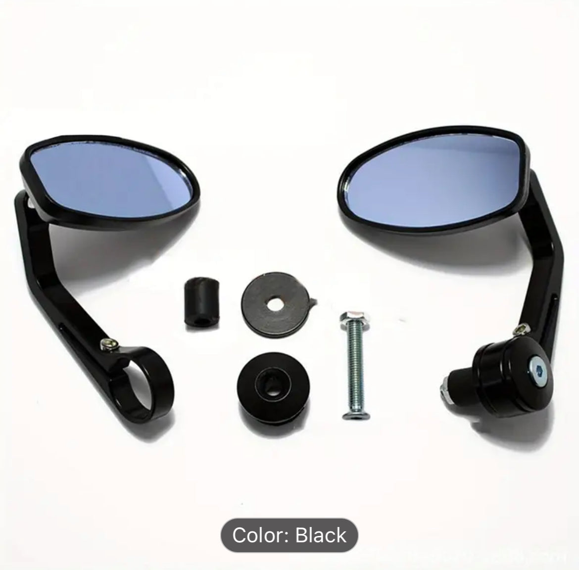 A pair of 22mm diameter aluminum alloy electric car motorcycle mirrors modified reversing oval mirrors_Black