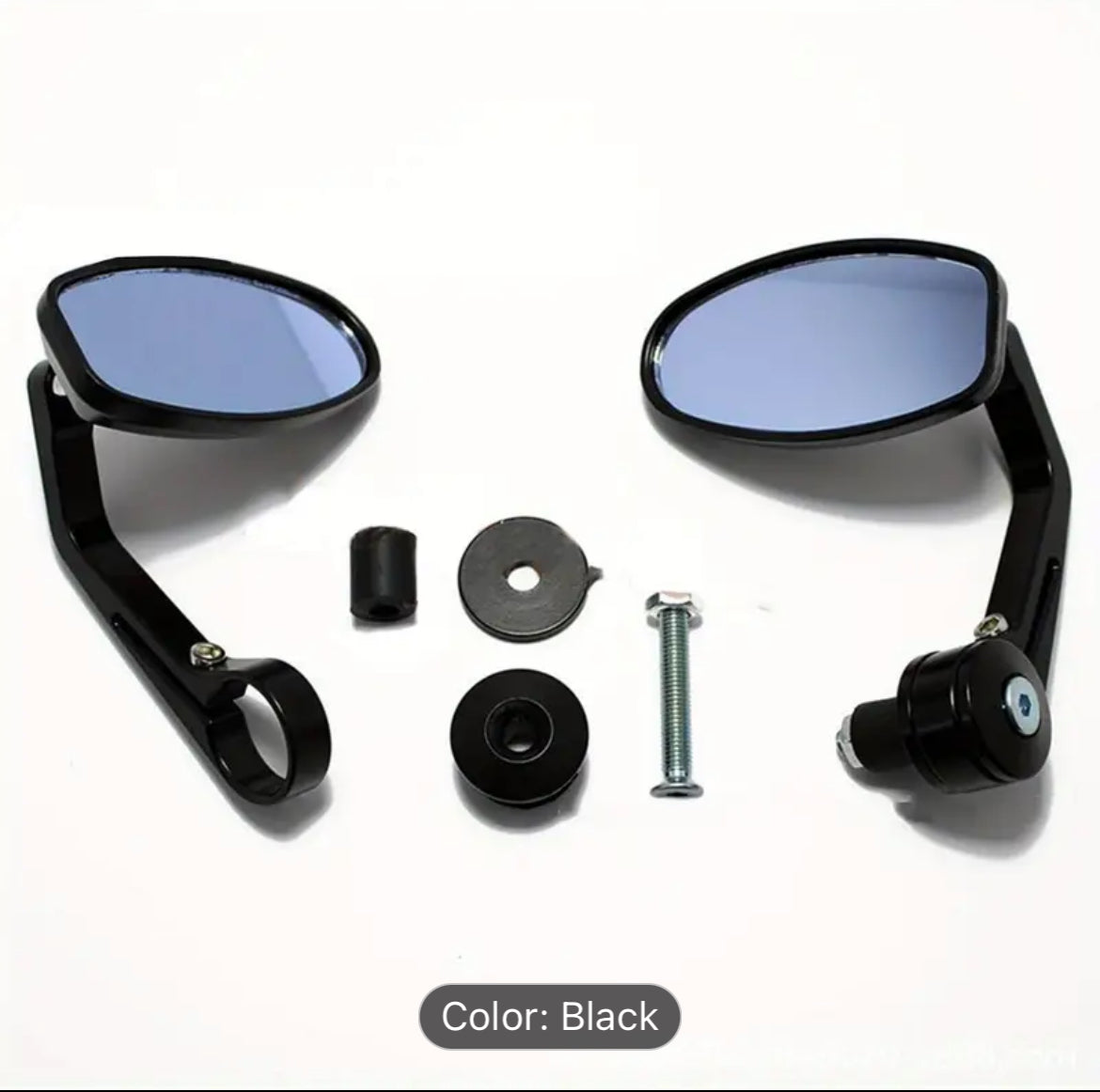 A pair of 22mm diameter aluminum alloy electric car motorcycle mirrors modified reversing oval mirrors_Black