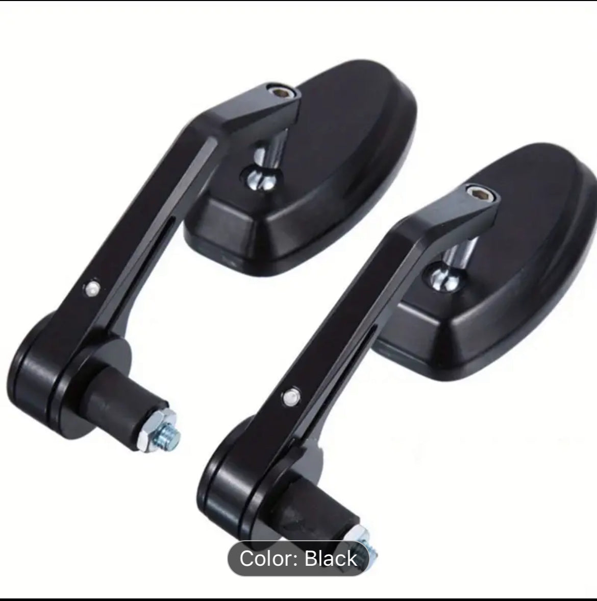 A pair of 22mm diameter aluminum alloy electric car motorcycle mirrors modified reversing oval mirrors_Black