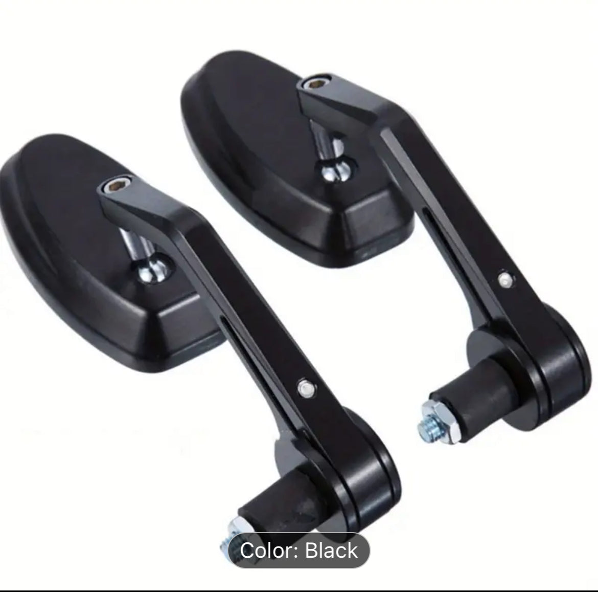 A pair of 22mm diameter aluminum alloy electric car motorcycle mirrors modified reversing oval mirrors_Black