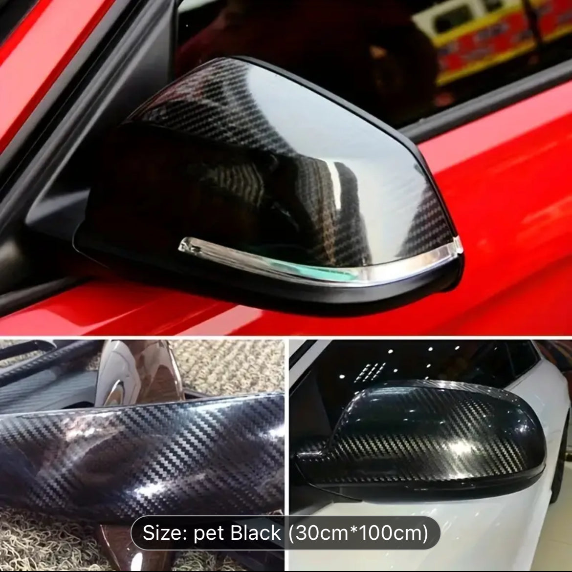 6D Real Carbon Fiber Vinyl Wrap - High-Temperature Resistant, Gloss Black & Piano Black Film for Cars, Motorcycles, and Interior Decor