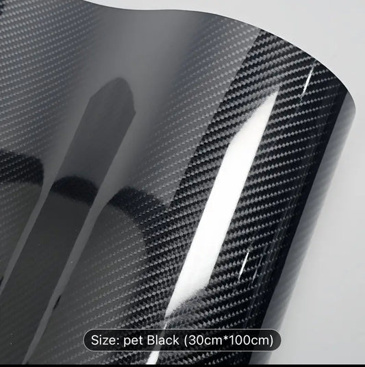 6D Real Carbon Fiber Vinyl Wrap - High-Temperature Resistant, Gloss Black & Piano Black Film for Cars, Motorcycles, and Interior Decor